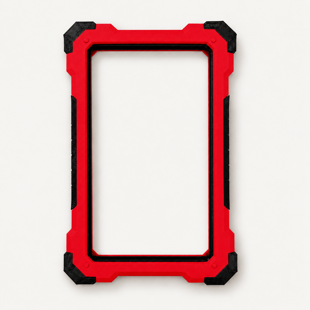 Slabster EXO in Scarlet Red with black TPU corners, empty, front view