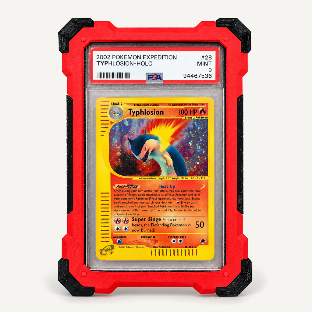 Slabster EXO in Scarlet Red around a PSA slab, front view