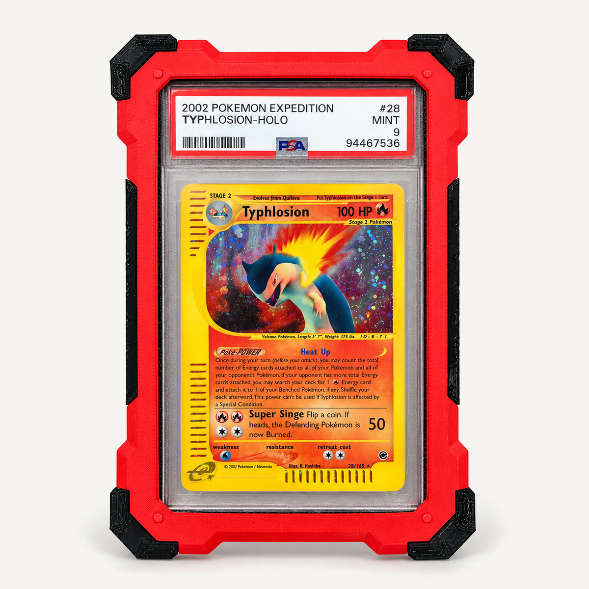 Slabster EXO in Scarlet Red around a PSA slab, front view