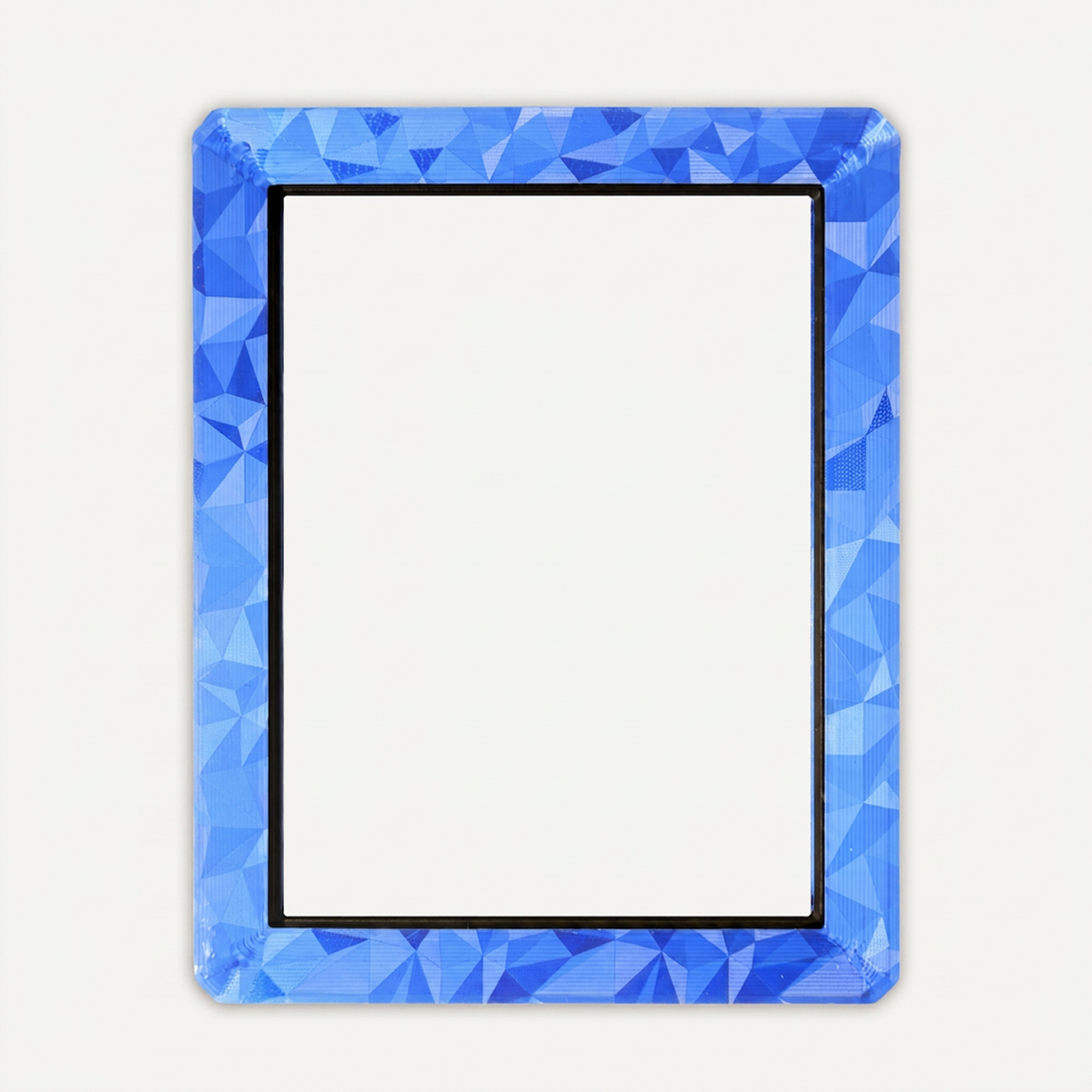Blue holographic toploader guard, front view