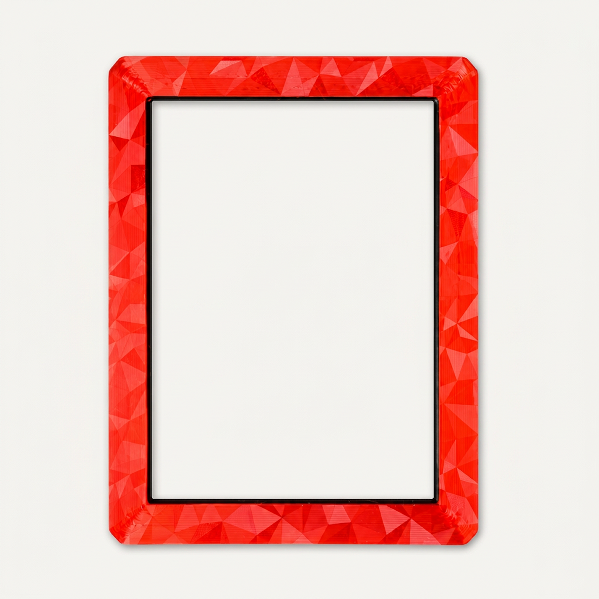Red holographic toploader guard, front view