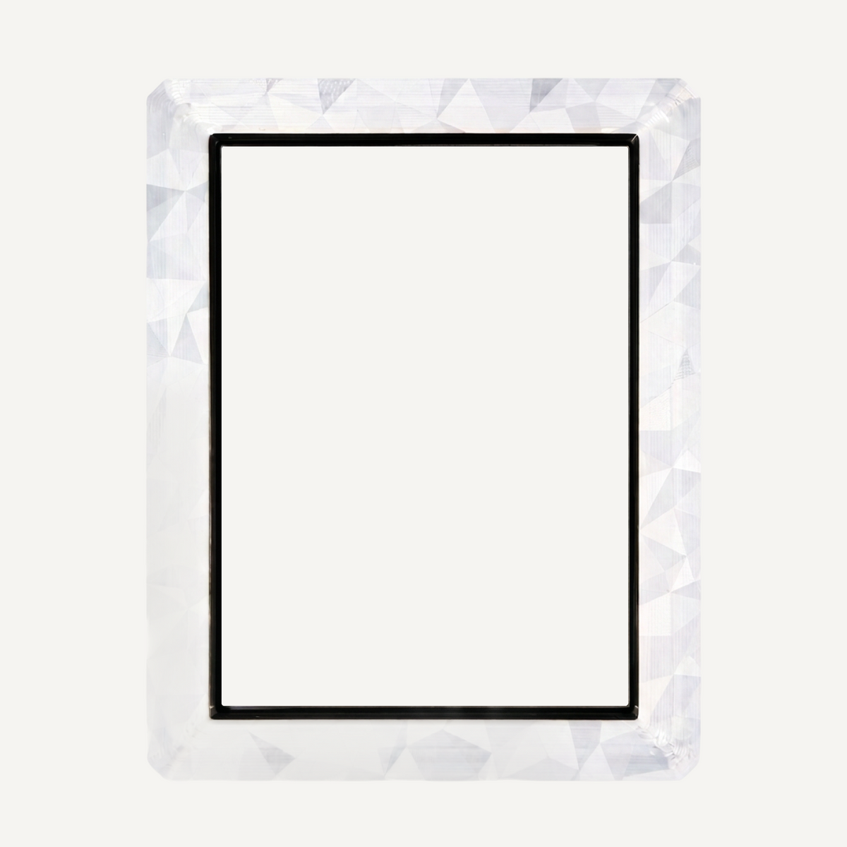 White holographic toploader guard, front view